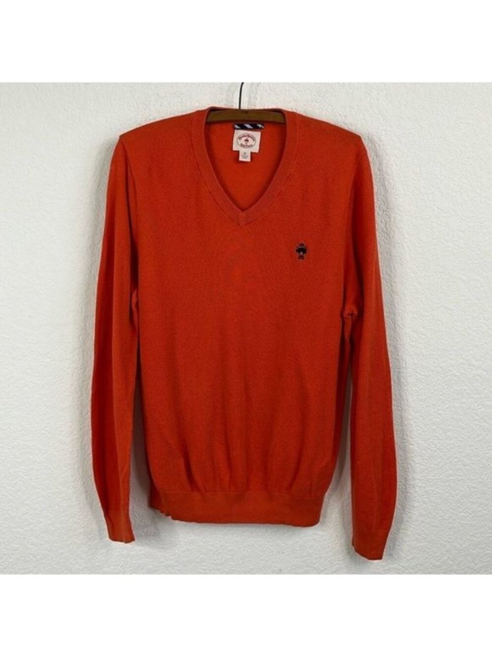 Brooks Brothers Red Fleece 1818 Embroidered Jacquard Pique Knit V Neck Sweater